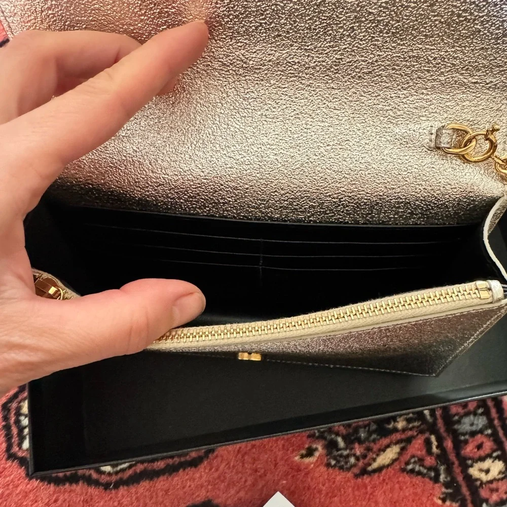 Yves Saint Laurent Metallic Shoulder Bag with Gold Accents - Picture 2 of 4